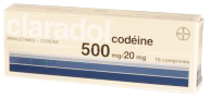 Image CLARADOL CODEINE 500/20MG COMPRIMÉ ÉTUI DE 16