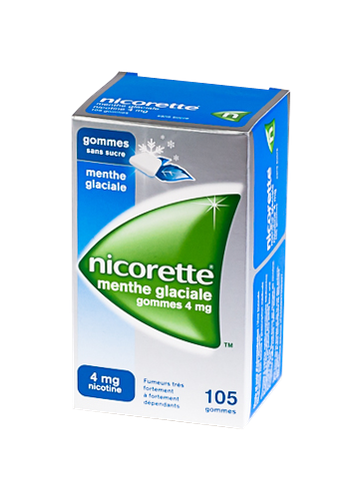 Image NICORETTE 4MG 105GOMMES SANS SUCRE MENTHE GLACIALE