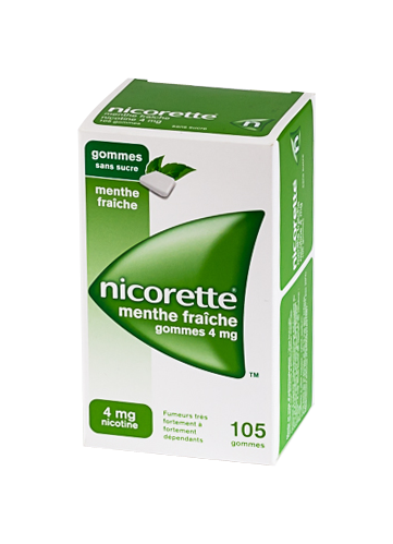 Image NICORETTE 4MG 105 GOMMES SANS SUCRE