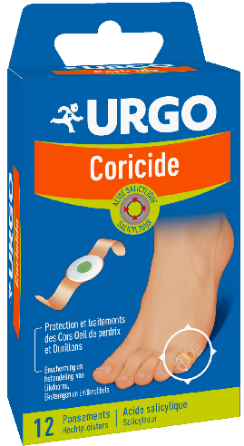 Urgo - Pansement coricide adhésif - Acide salicylique - Protège et élimine en douceur - 12 pansements