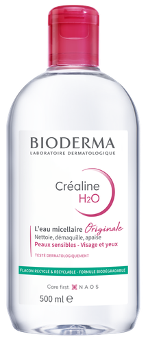 Image Bioderma CRÉALINE H2O, eau micellaire démaquillante visage et yeux pour peaux sensibles